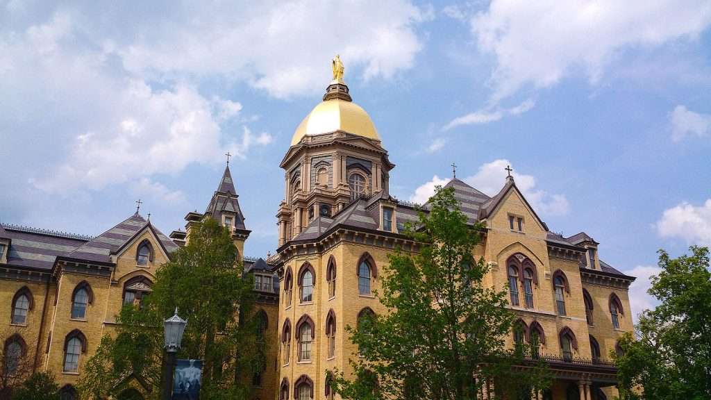 The Main Building is featured at the University of Notre Dame.