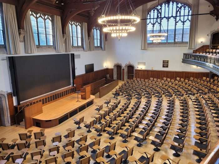 A big lecture hall is featured at Princeton University.